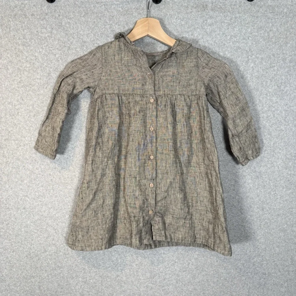 LA petite alice dress girls 2-3 years linen gray mini